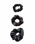 Dark Silver Satin Scrunchie- 3 Sizes