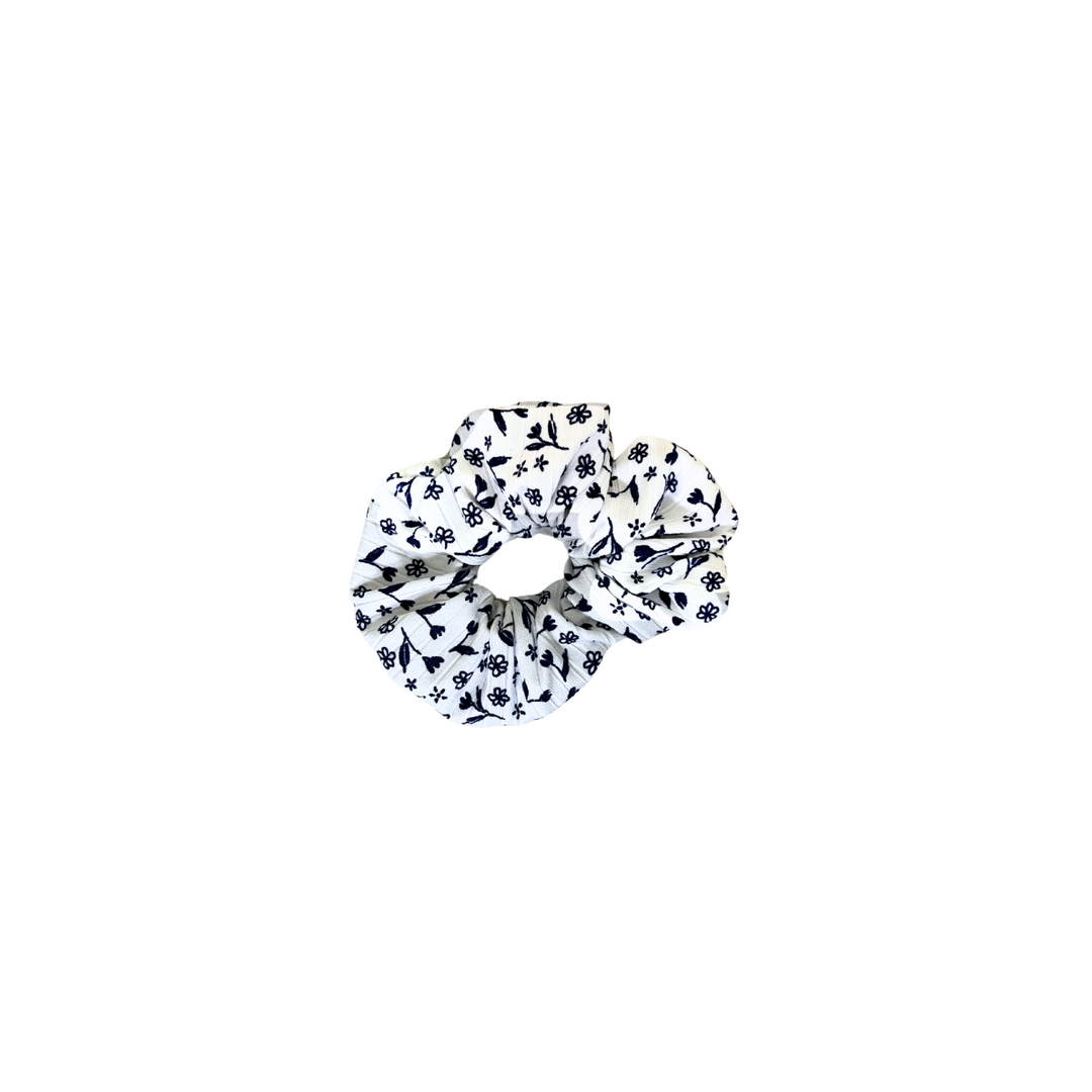 PREORDER: Navy Ditsy Doodle Ribbed Scrunchie