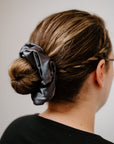 Dark Silver Satin Scrunchie- 3 Sizes