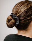 Dark Silver Satin Scrunchie- 3 Sizes