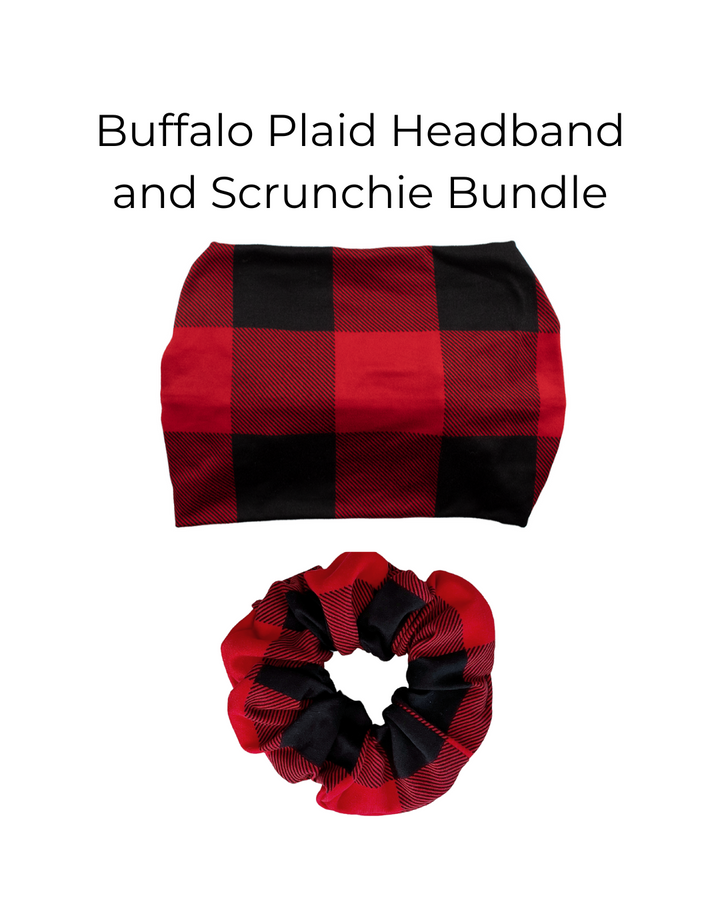 Buffalo Plaid Scrunchie and Headband Bundle