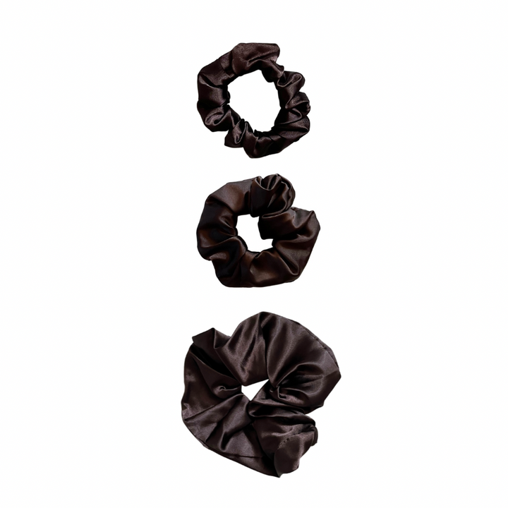 PREORDER: Dark Chocolate Satin Scrunchie- 3 Sizes