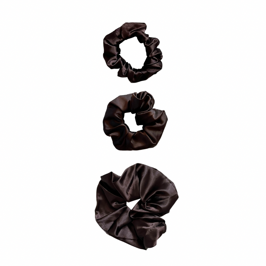 Dark Chocolate Satin Scrunchie- 3 Sizes