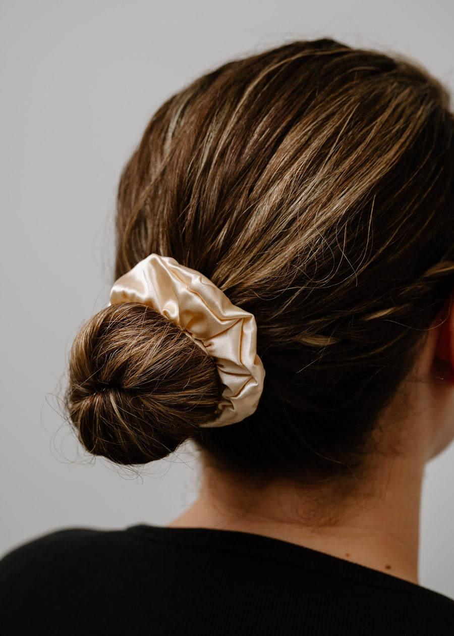 Gold Champagne Satin Scrunchie- 3 Sizes