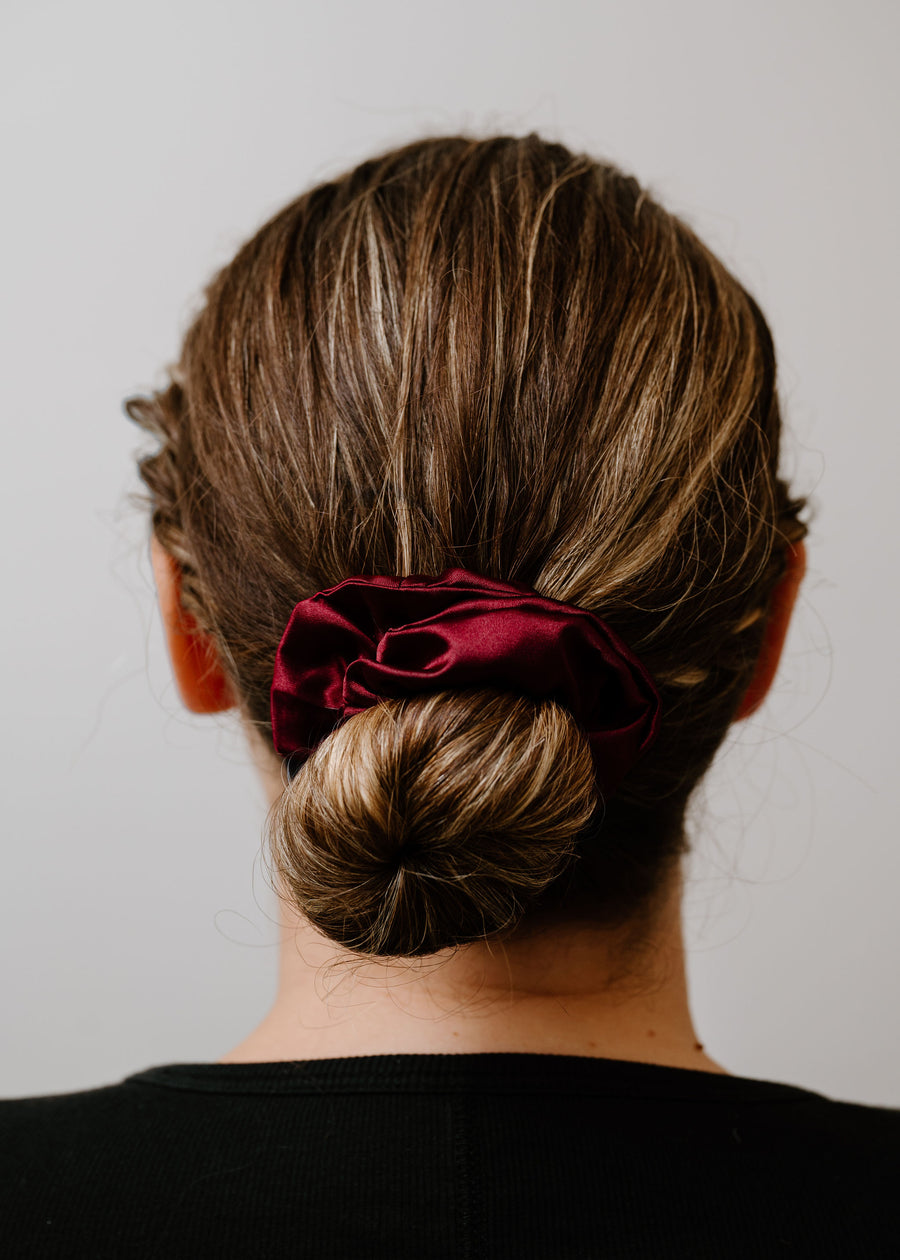 Cranberry Satin Scrunchie- 3 Sizes