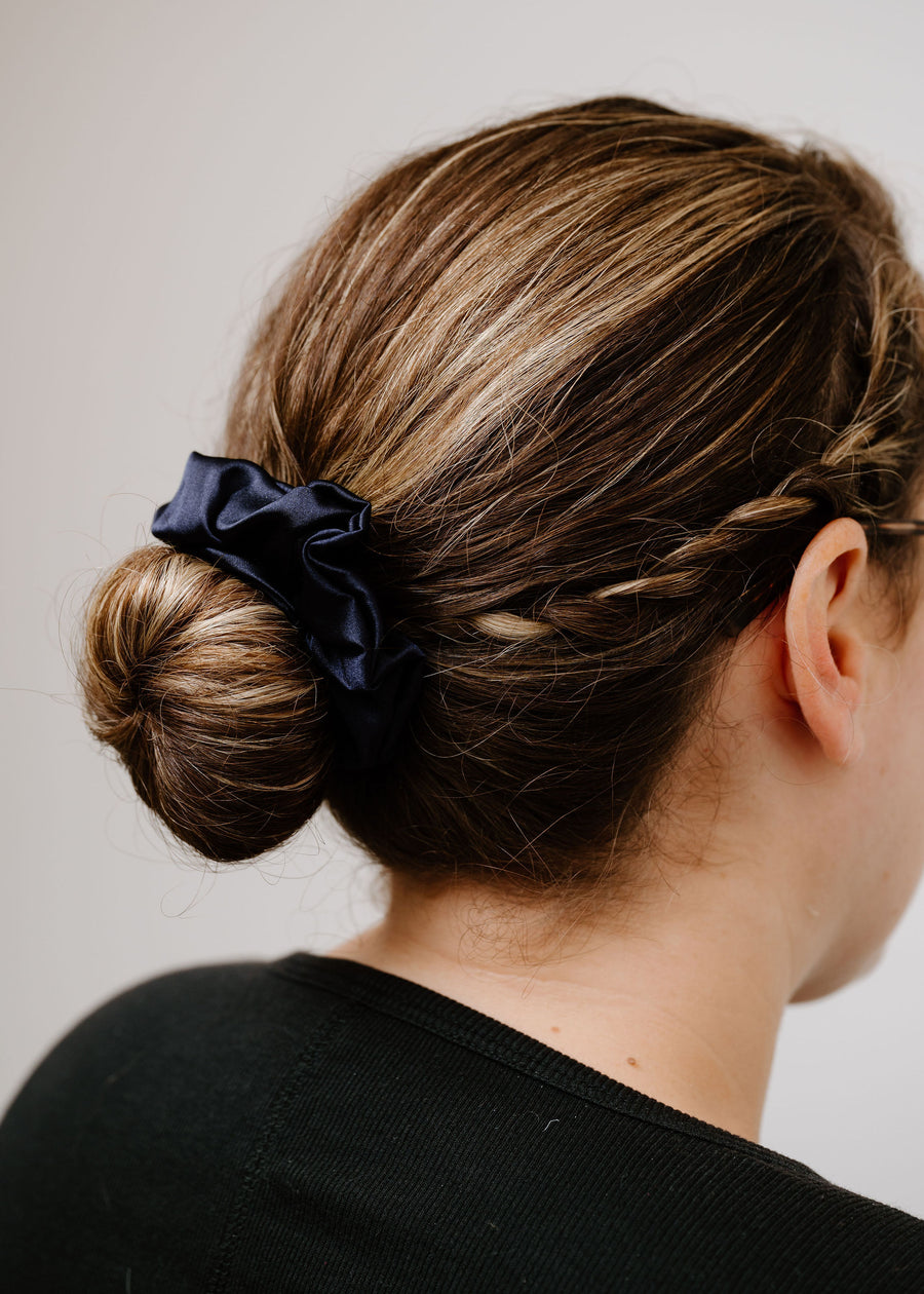 Navy Satin Scrunchie- 3 Sizes