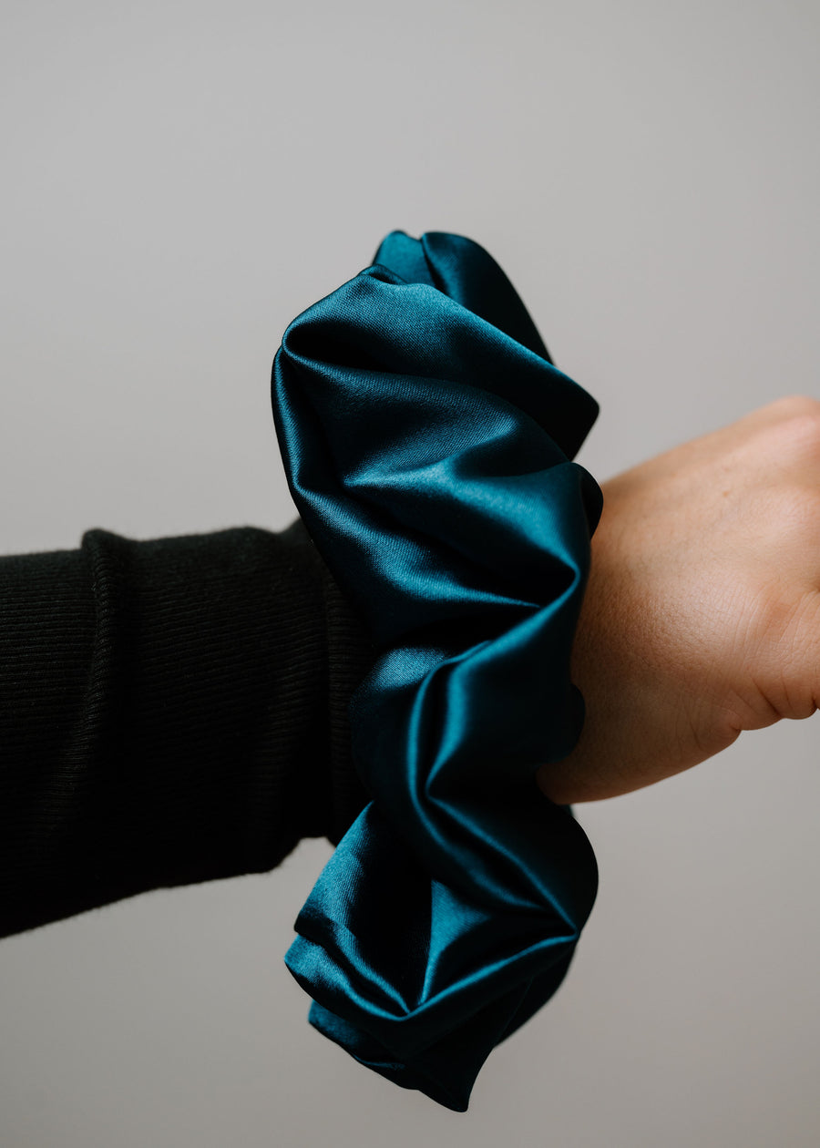 Teal Satin Scrunchie- 3 Sizes