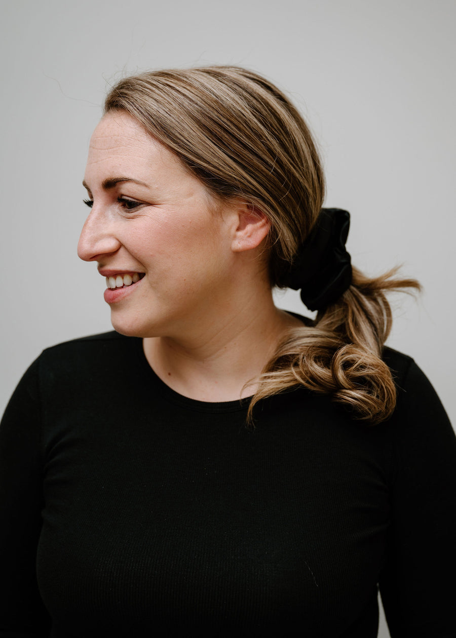 Black Satin Scrunchie- 3 Sizes