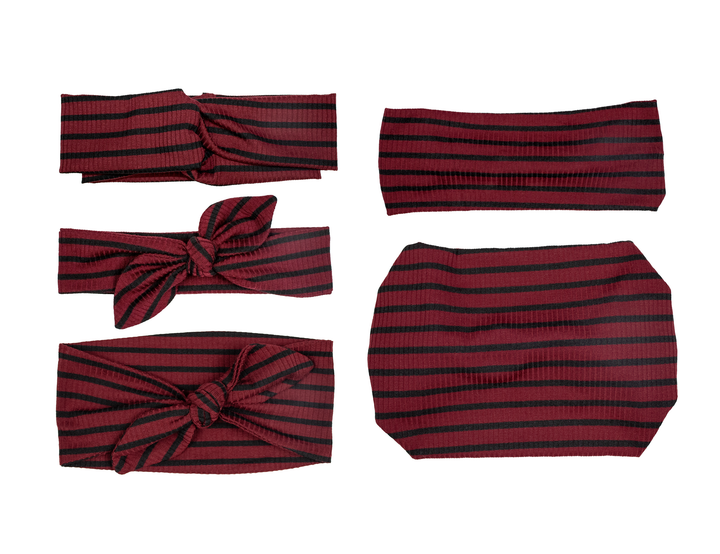 PREORDER: Burgundy Rib Stripe Headband- 6 styles