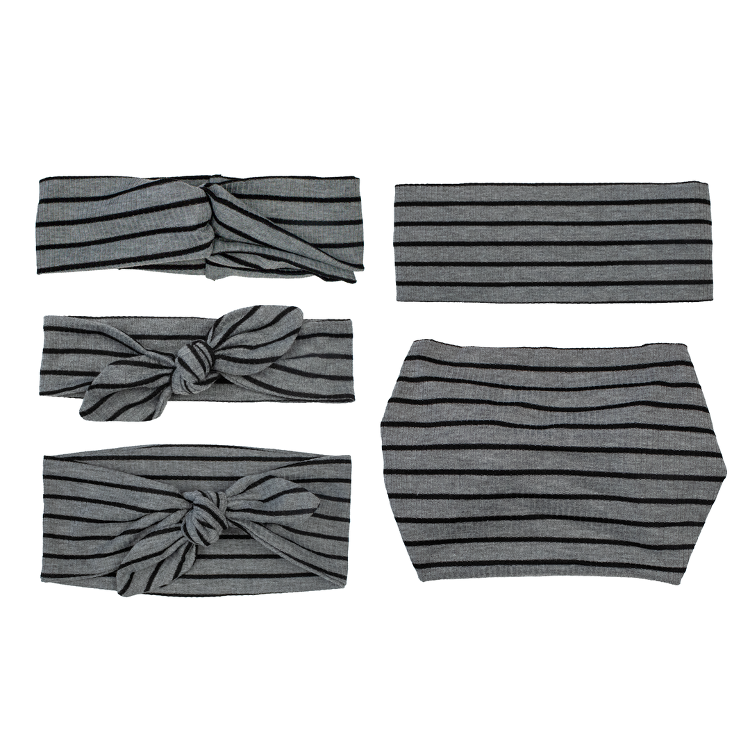 PREORDER: Gray Rib Stripe Headband- 6 styles