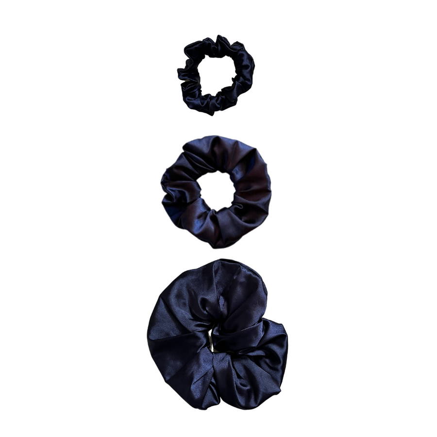 Navy Satin Scrunchie- 3 Sizes