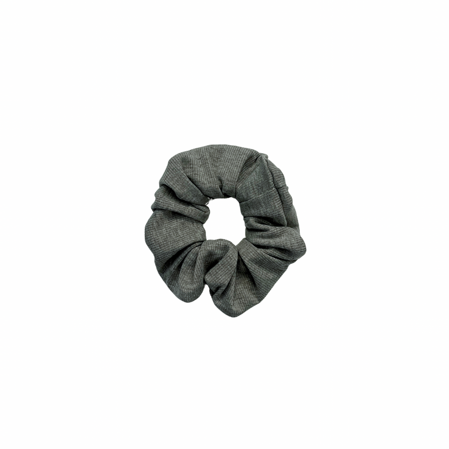 Gray Ribbed Scrunchie